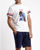 Pyjama T-Shirt & Short Jules blanc/bleu marine